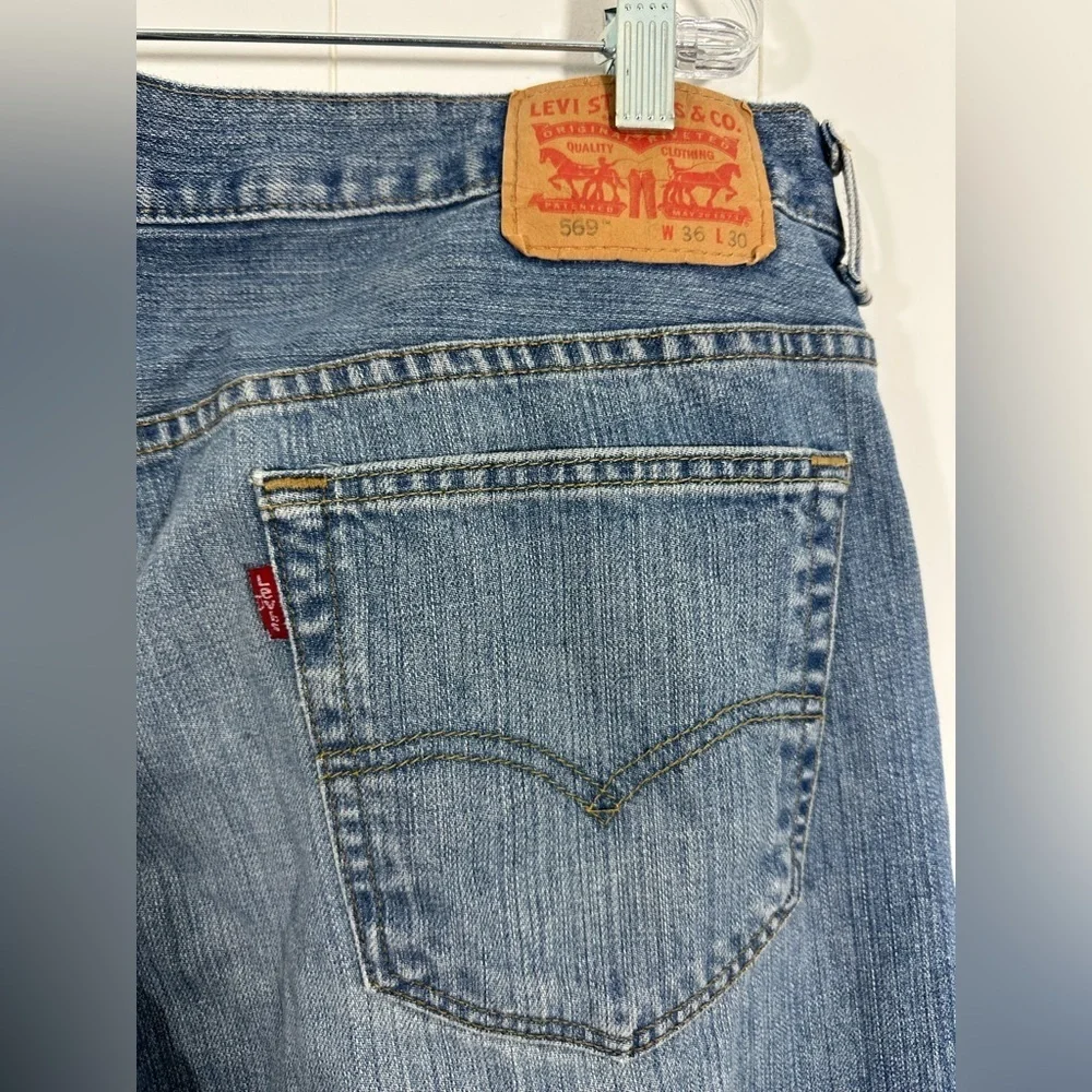 Levis Mens 569 Blue Denim Straight Leg Jeans Size 36x30